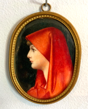 Portrait en miniature d'une jeune femme XX siècle