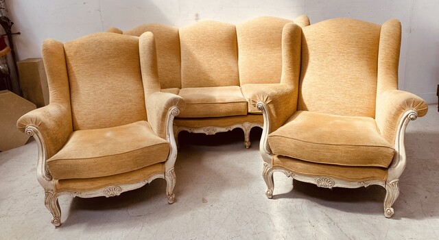 salon de style Louis XV bois hêtre patin à l'antique à cousins . XX siècle.