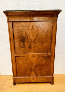 secrétaire Louis Philippe en noyer Ronse de noyer dessus marbre . XIX siècle.