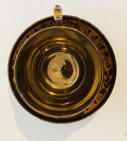 service à café en jersey comportant six à décor floral . XX siècle.