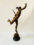 statua in bronze di Mercurio socle marbre noir patine brune . XIX siècle .