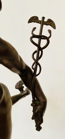 statua in bronze di Mercurio socle marbre noir patine brune . XIX siècle .