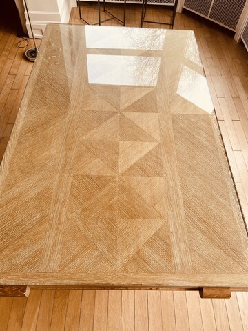 table art déco en chêne cérusé piètement base métal chrome . XX siècle .