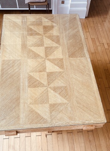 table art déco en chêne cérusé piètement base métal chrome . XX siècle .