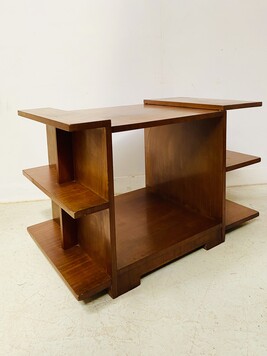 table basse architecturale époque art déco en placage d'acajou . XX siècle .