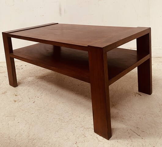 table basse architecturale époque art déco en placage d'acajou . XX siècle .