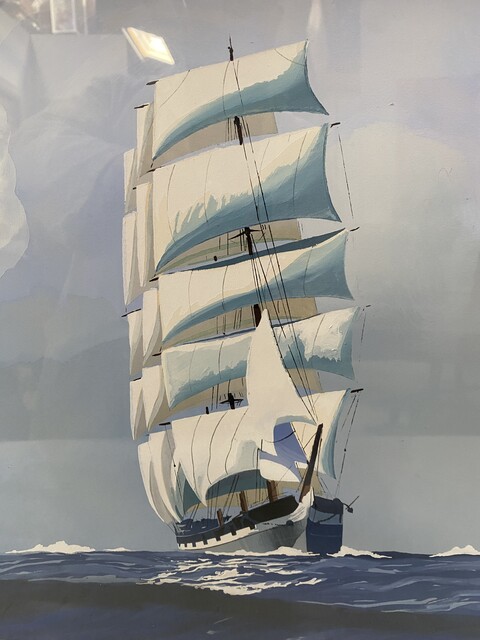 tableau portant la signature de Leon Haffner thème un trois mats . XX siècle .