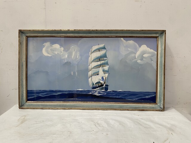 tableau portant la signature de Leon Haffner thème un trois mats . XX siècle .