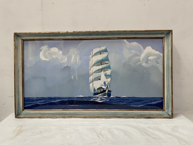 tableau portant la signature de Leon Haffner thème un trois mats . XX siècle .