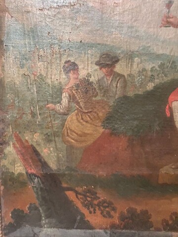 trumeau Louis XV double patine à l'antique décor romantique . XIX siècle .