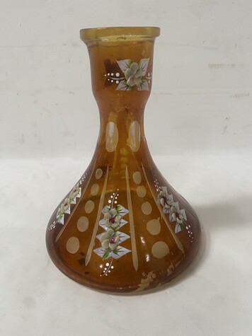 vase art déco en verre brin à ,décor floral emmaillé . XX siècle .