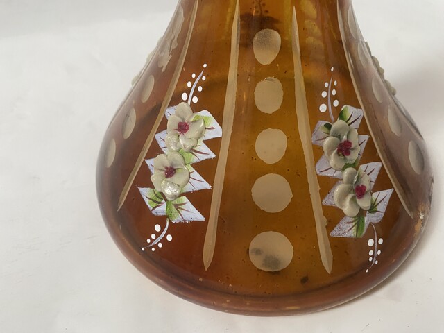 vase art déco en verre brin à ,décor floral emmaillé . XX siècle .