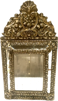  Vous en avez un à vendre ? Vendez le vôtre miroir à parclose décor de frises de grenades et fleurs épanouies . XIX siècle.