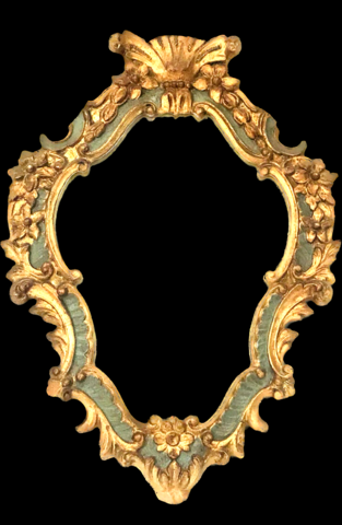  Vous en avez un à vendre ? Vendez le vôtre miroir Italien en bois sculptée double patine or et vert . XIX siècle .