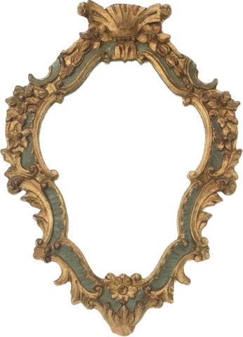  Vous en avez un à vendre ? Vendez le vôtre miroir Italien en bois sculptée double patine or et vert . XIX siècle .